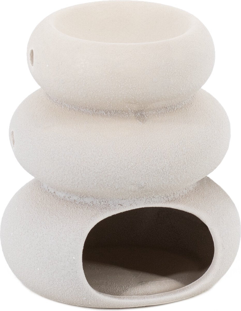 Geurbrander aardewerk pebbles cream 11,1x11,1x12,7cm