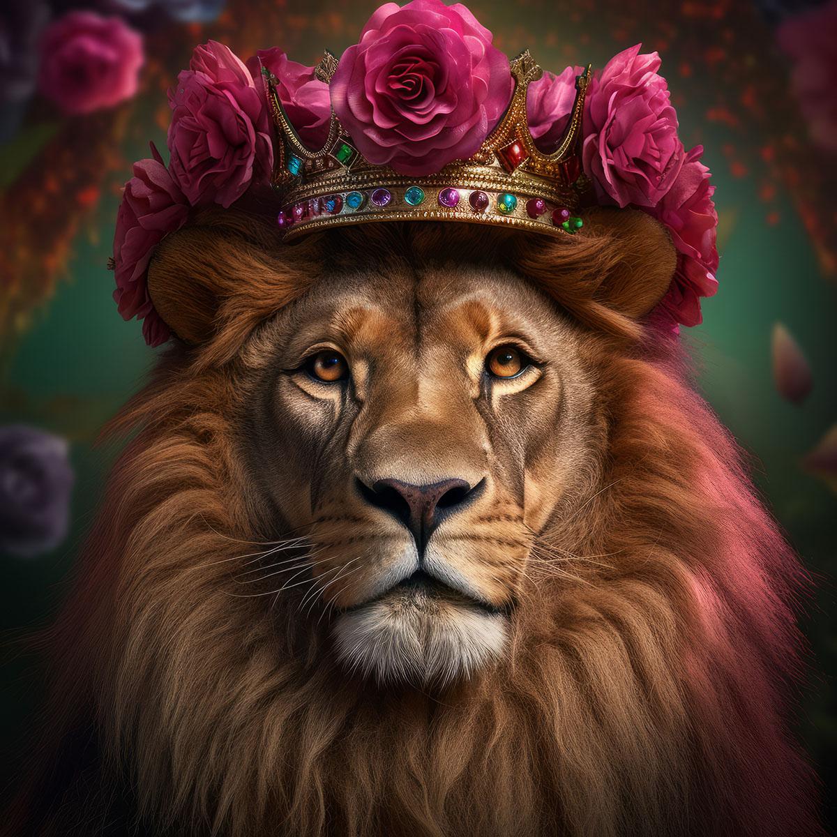 Leeuwenkoning met kroon