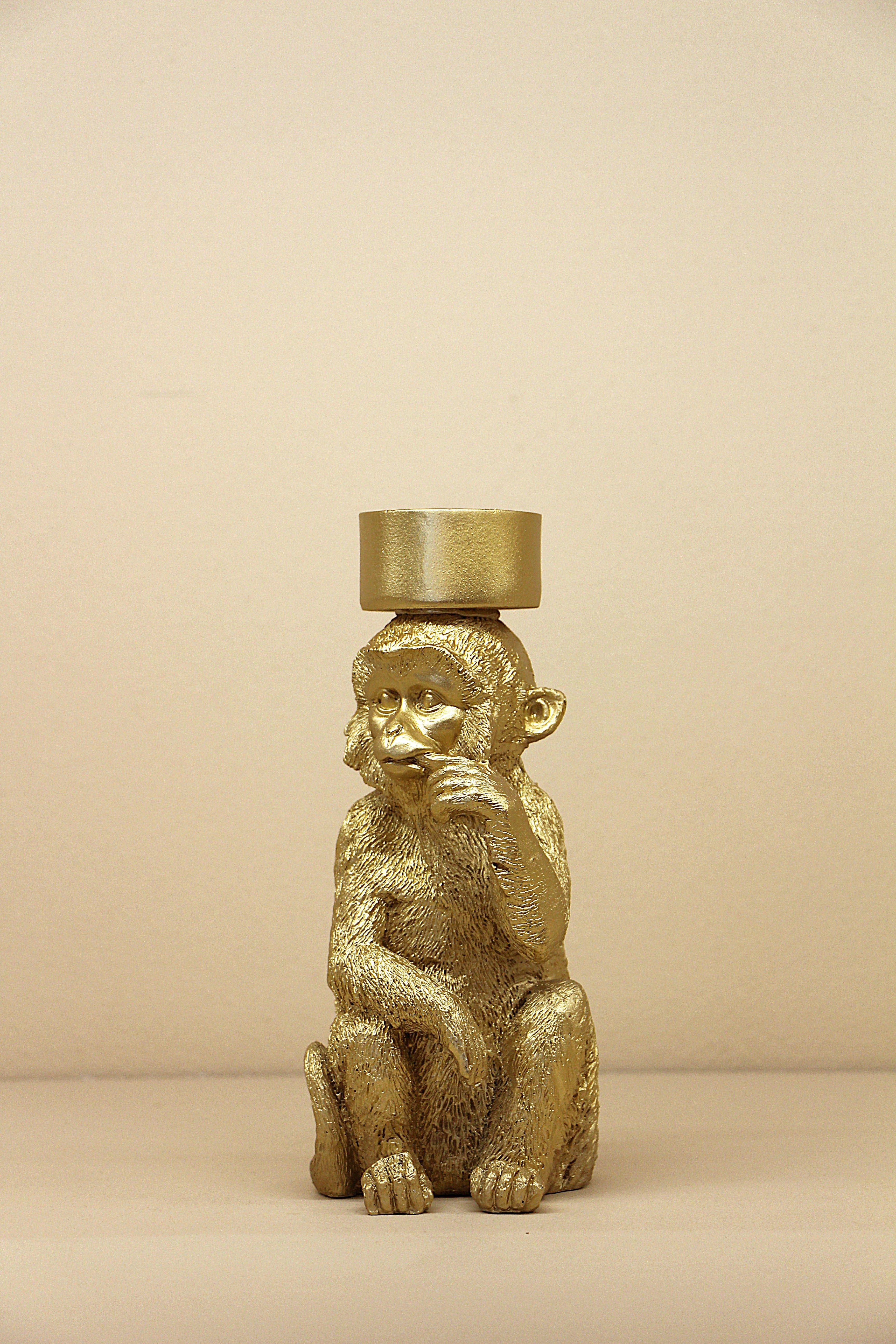 Theelichthouder Gouden Aap